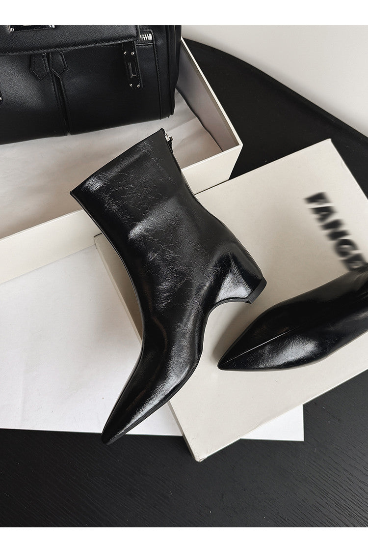 Karin Luna Versatile Elegant Style Pointed Toe Hidden Wedge Short Boots