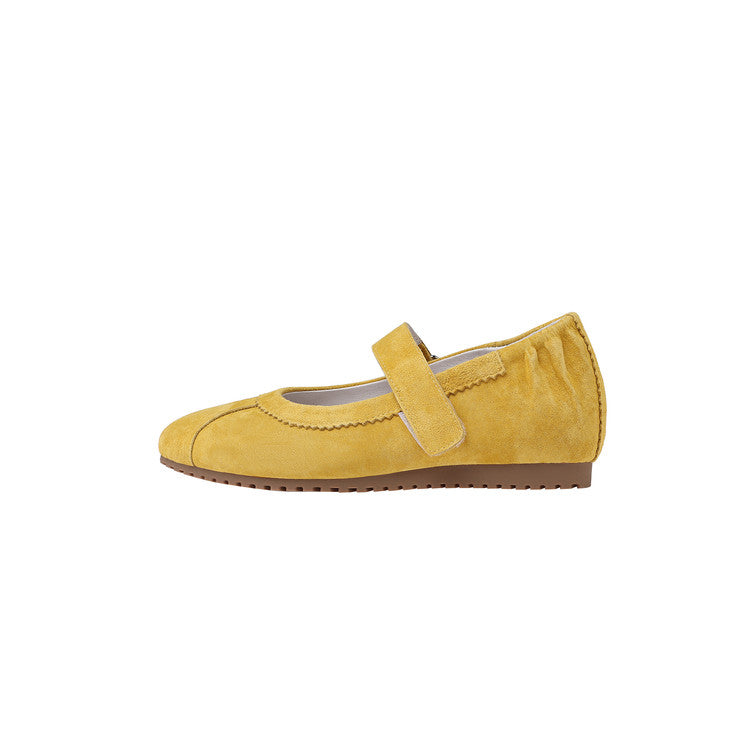 Karin Luna Casual Shoes Series~  In Stock In Stock Magic Tape Round Toe Internal Height Increase Single Strap Flats