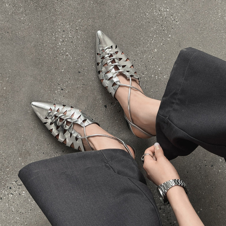 Karin Luna Braided Style ~Cross-woven Pointed Toe Closed-toe Sandals