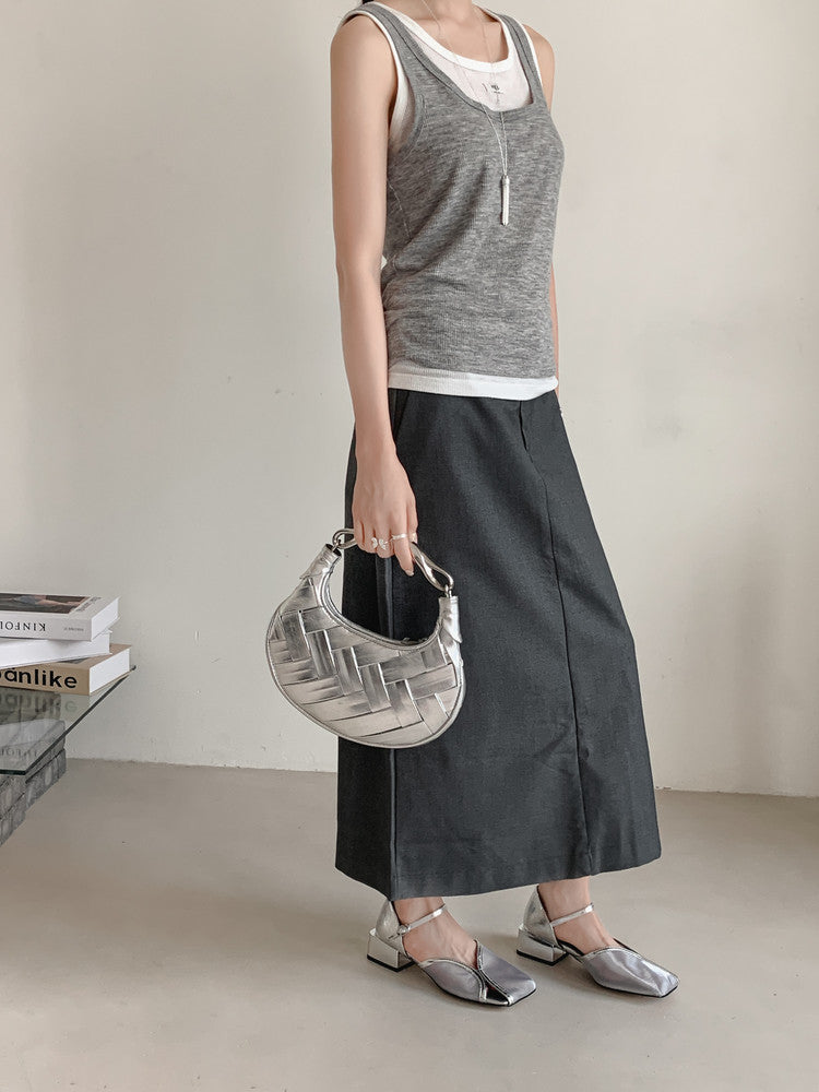 Karin Luna In Stock In Stock  Internet Celebrity Style Square Toe Mesh Chunky Heel Sandals