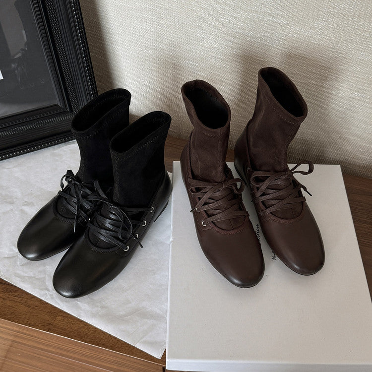 Karin Luna Round Toe Internal Height Increase Lace-up Ankle Boots