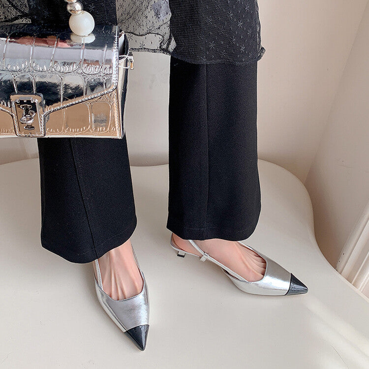 Karin Luna In Stock 24New Year's stock is now available Color Block Pointed Toe Full Leather Sandals