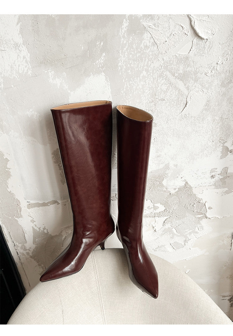 Karin Luna In Stock In Stock    Stunning Elegant Style Kitten Heel Straight Long Boots