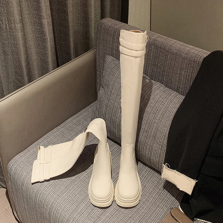 Karin Luna In Stock is the Way to Go！ Basic Thick-Soled Over-the-Knee Boots Super Soft Sheepskin Classic