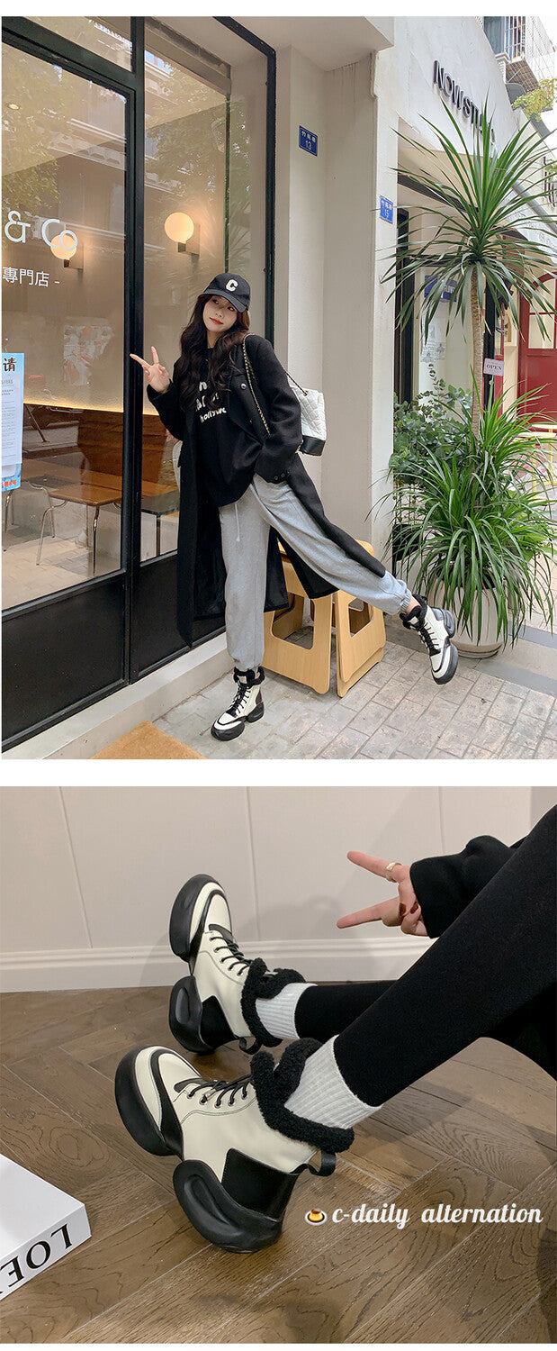 Karin Luna In Stock  Spot Goods  Hot-selling Sports Thick Sole Thickened Fur Snow Boots Full cowhide