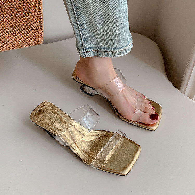 Karin Luna In Stock Spot Goods Transparent Sequin Irregular Heel Strap Sandals
