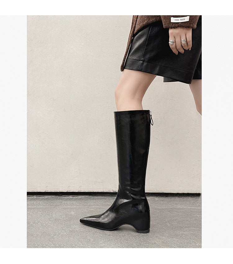 Karin Luna Elegant Style Pointed Toe Internal Height Increase Long Boots
