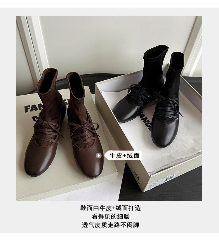 Karin Luna Round Toe Internal Height Increase Lace-up Ankle Boots