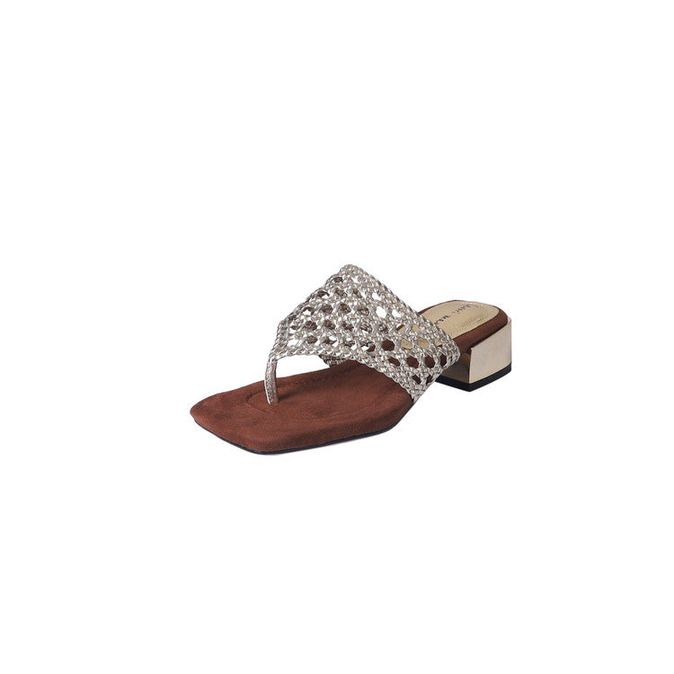 Karin Luna Hot-Selling Braided Style  In stock Toe-strap Woven Sofa Insole Slippers
