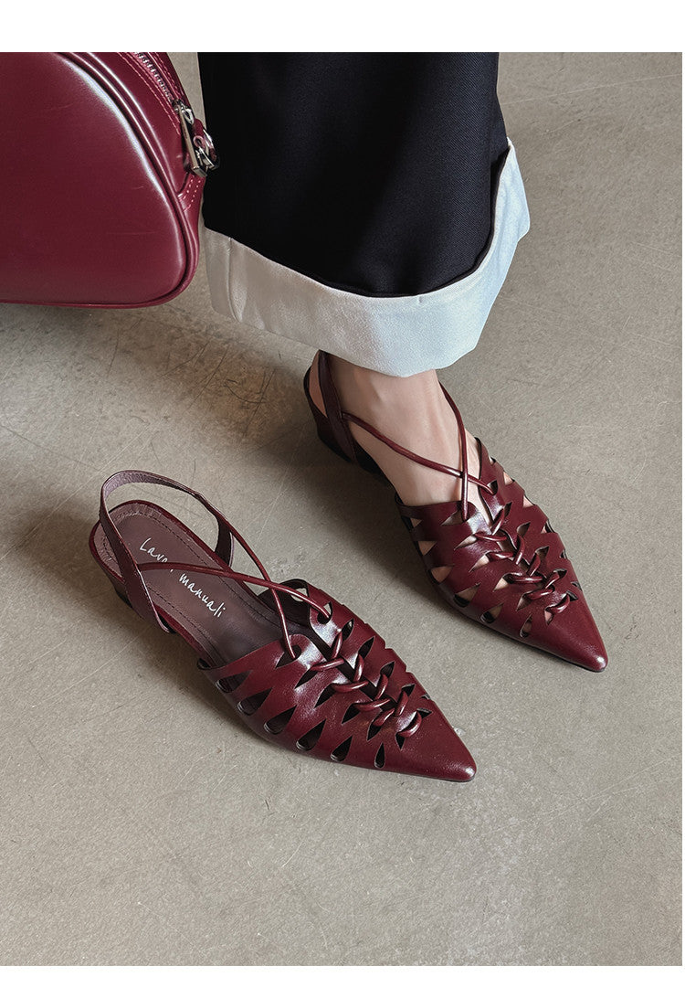Karin Luna Braided Style ~Cross-woven Pointed Toe Closed-toe Sandals
