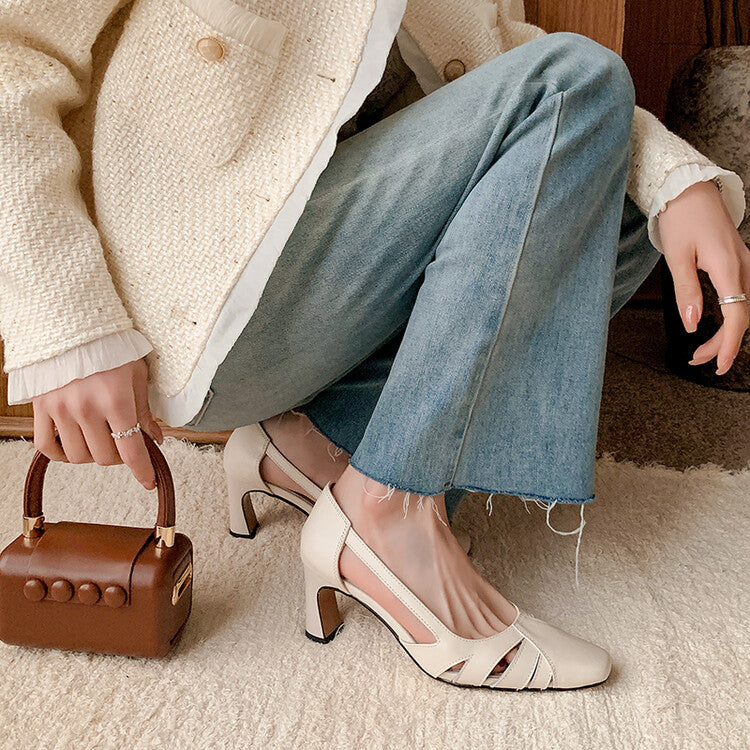 Karin Luna Hot-Selling Retro Big Item Big Goods Available for sale all seasons French-style Hollow Out Single Shoes Full leather inside and out