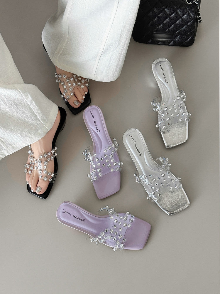 Karin Luna In Stock Spot Goods Classic versatile transparent sequin slippers