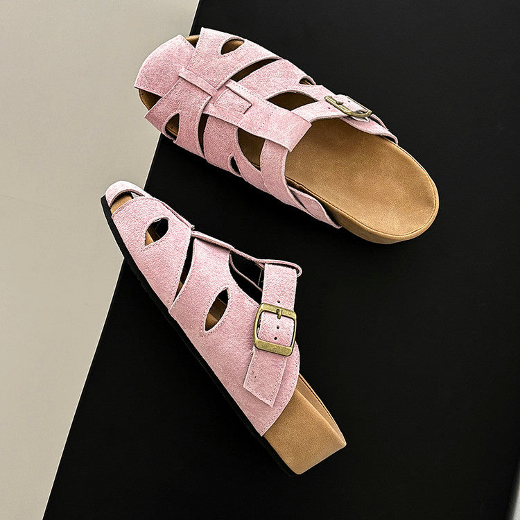 Karin Luna Full Layer Inside and Out~Basic Versatile Perforated Round Toe Birkenstock Slippers
