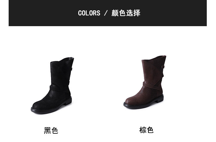 Karin Luna In Stock Spot Goods  Super textured Lazy Style Thick-Soled Ankle Boots