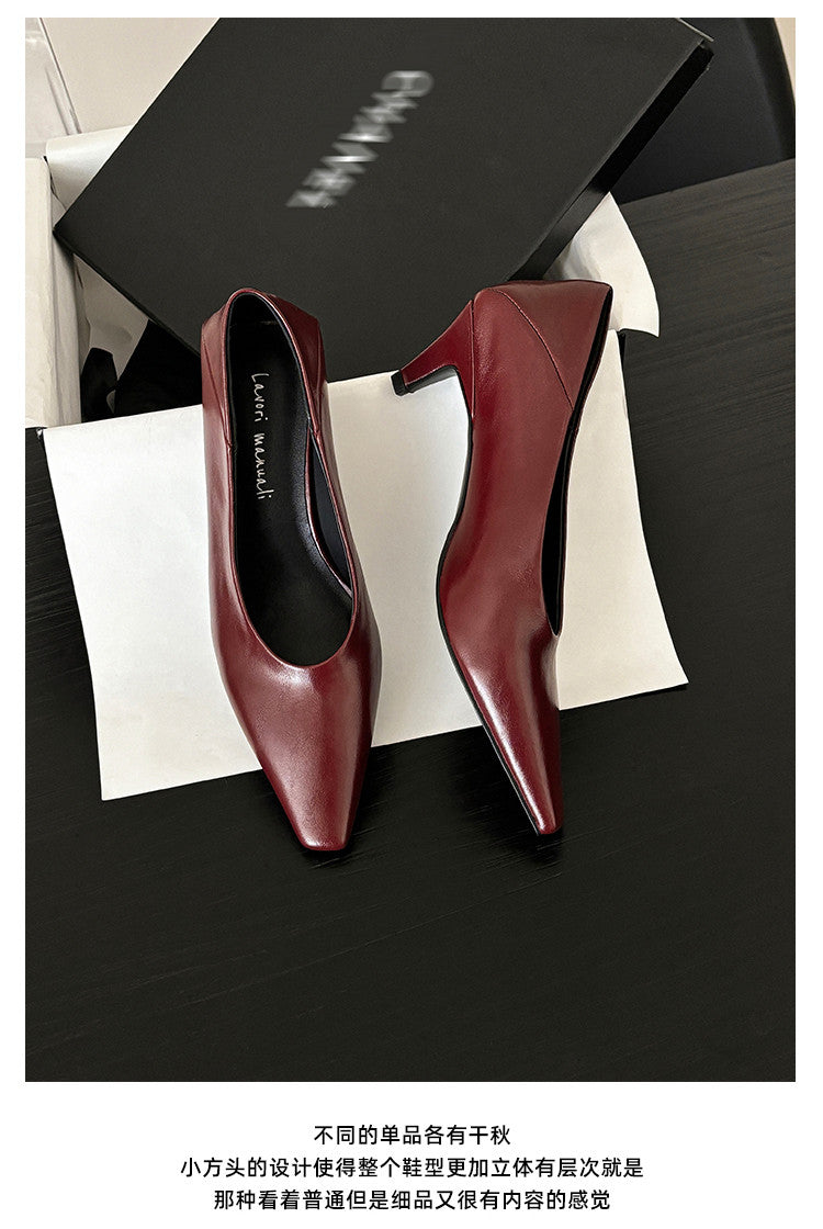 Karin Luna In Stock In Stock ~Basic Versatile French Style Small Square Toe Shallow Mouth Single Shoes