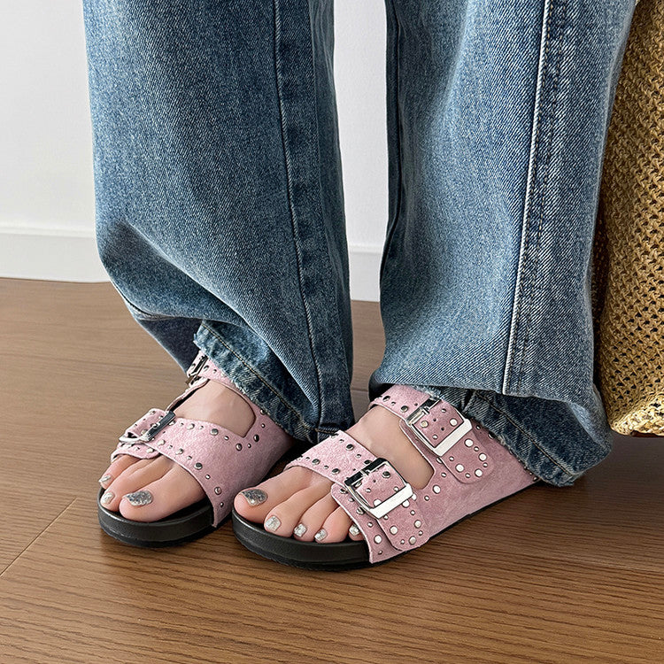 Karin Luna In Stock Spot Goods Casual Thick-Soled Belt Buckle Slippers