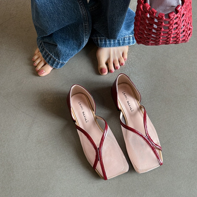 Karin Luna In Stock Spot Goods  Square Toe Mesh Sandals