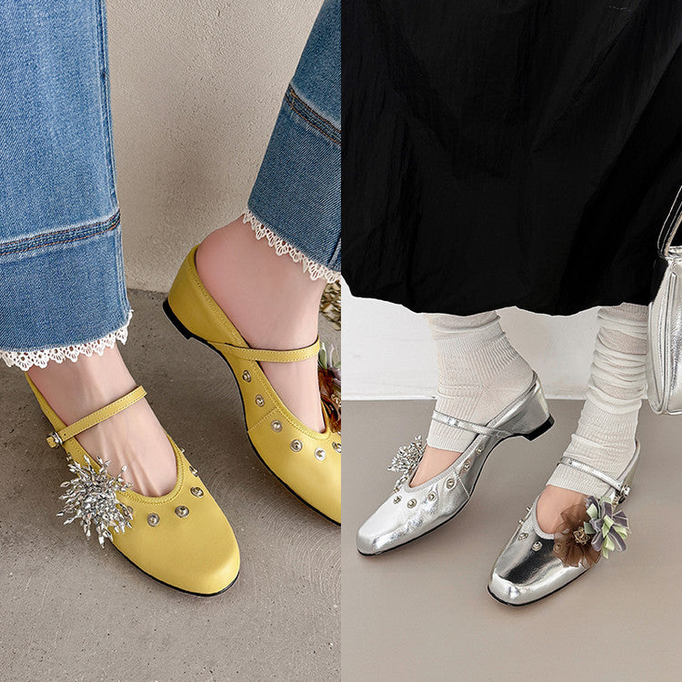 Karin Luna In Stock Spot Goods  Full-grain leather inside and out  Ultra Exquisite Round Toe Hidden Heel Closed-Toe Slippers