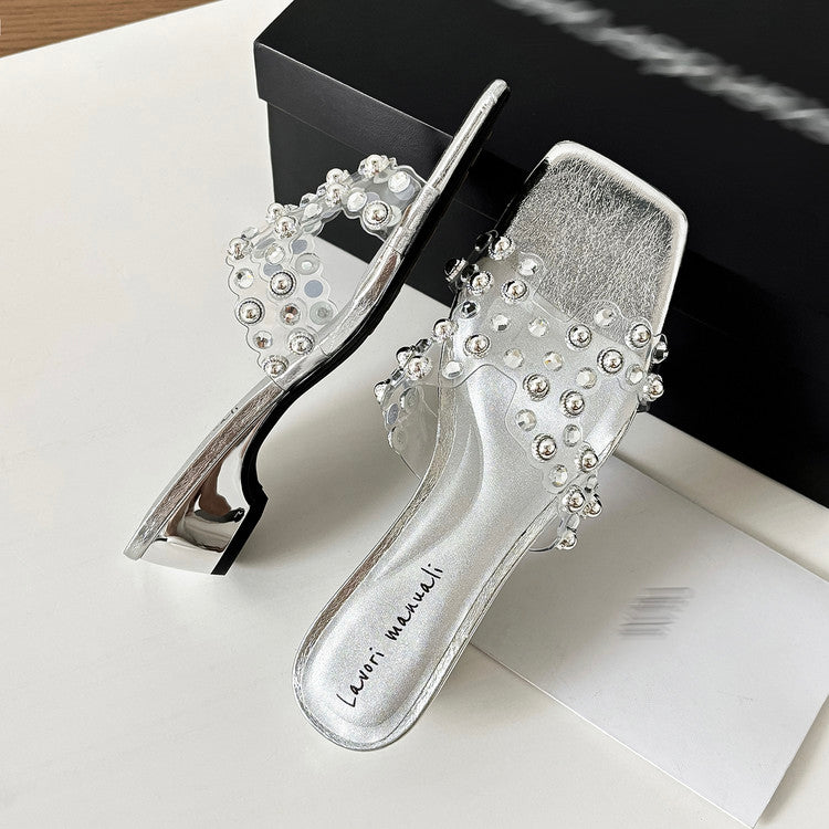 Karin Luna In Stock Spot Goods Classic versatile transparent sequin slippers