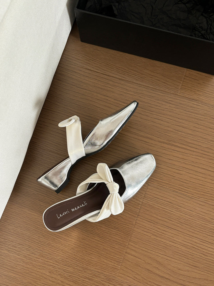 Karin Luna In Stock In Stock  Fluffy feel Bowknot Closed-Toe Slippers