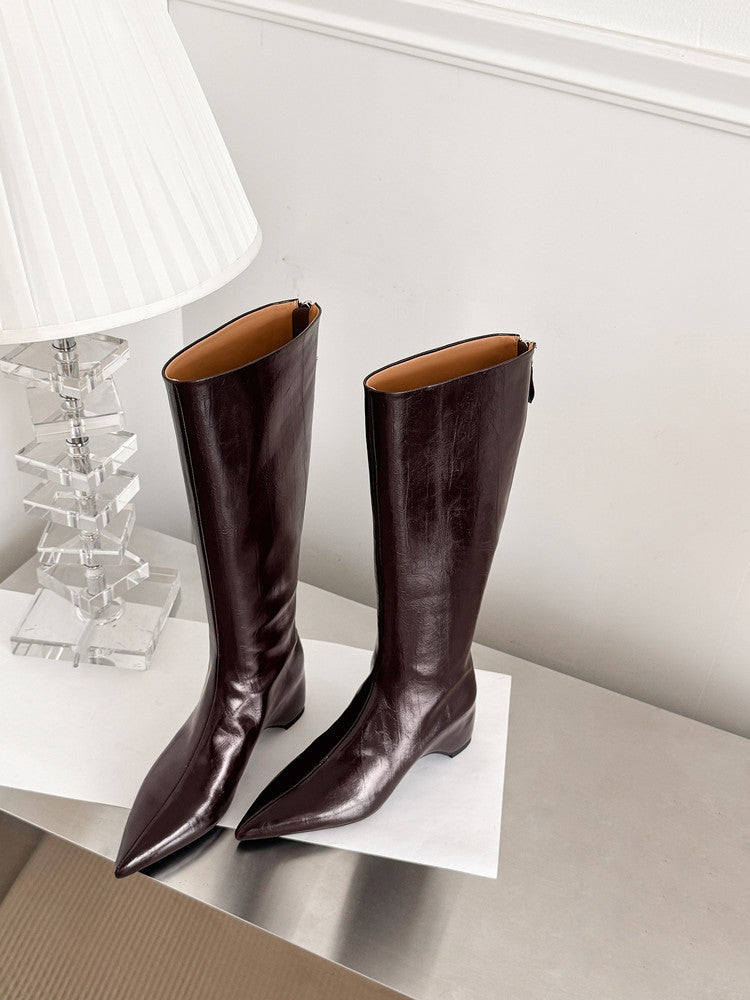 Karin Luna Elegant Style Pointed Toe Internal Height Increase Long Boots