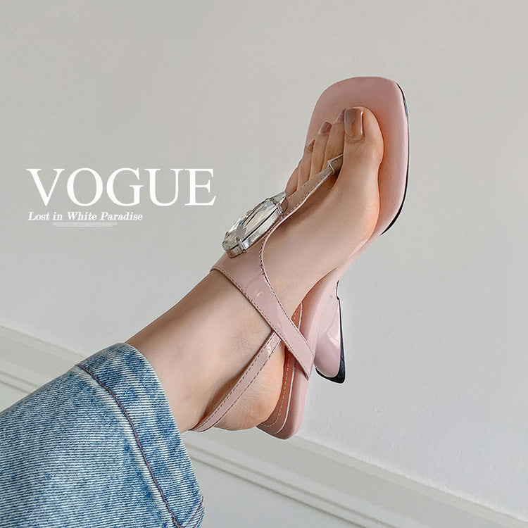 Karin Luna Bestseller Element Square Toe Irregular Heel Super Stable Toe Clip Sandals