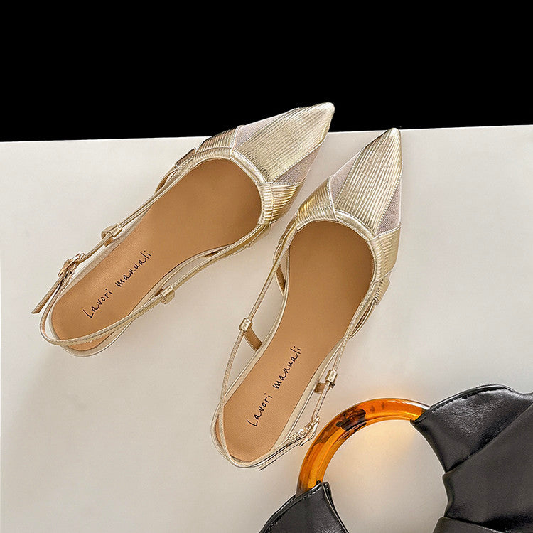 Karin Luna In Stock Spot Goods  Mesh Patchwork Pointed Toe Elegant Closed-Toe Sandals