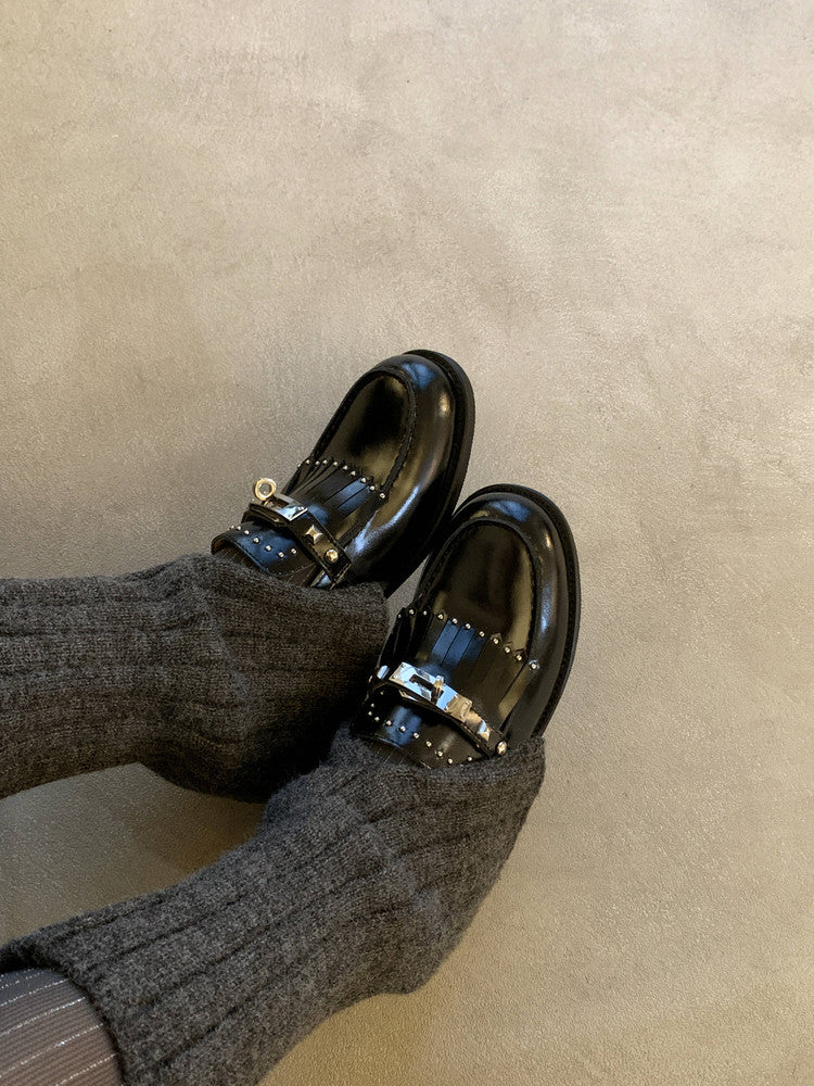 Karin Luna Casual Shoes Series~ Spot Goods Spot Goods Hot-selling Tassel Element Small Gold Buckle Single Shoes