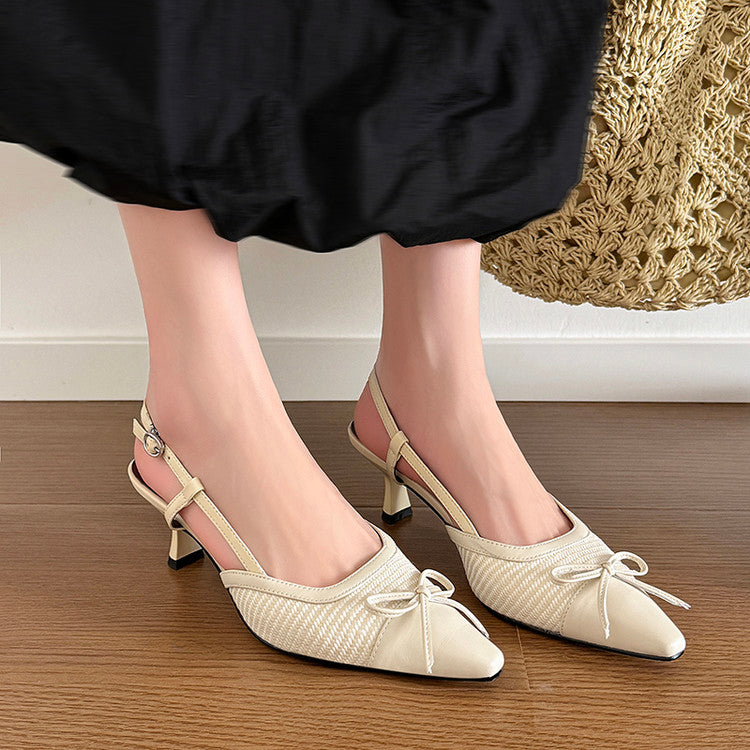 Karin Luna In Stock Spot Goods Braided Style Elegant Thin Heel Pointed Toe Closed-Toe Sandals