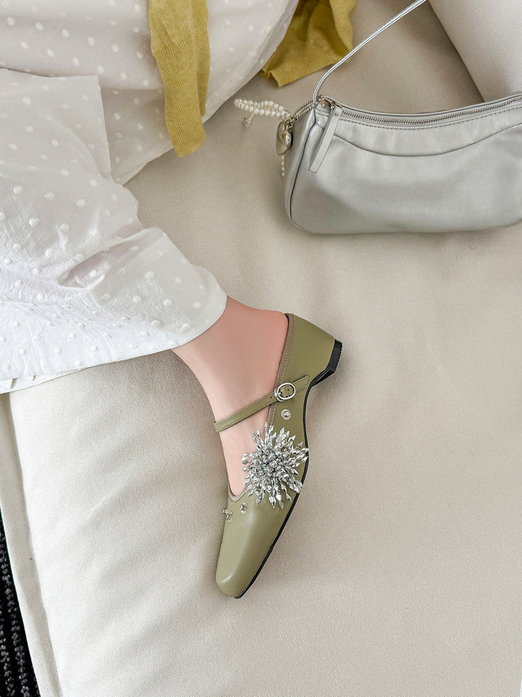 Karin Luna In Stock Spot Goods  Full-grain leather inside and out  Ultra Exquisite Round Toe Hidden Heel Closed-Toe Slippers