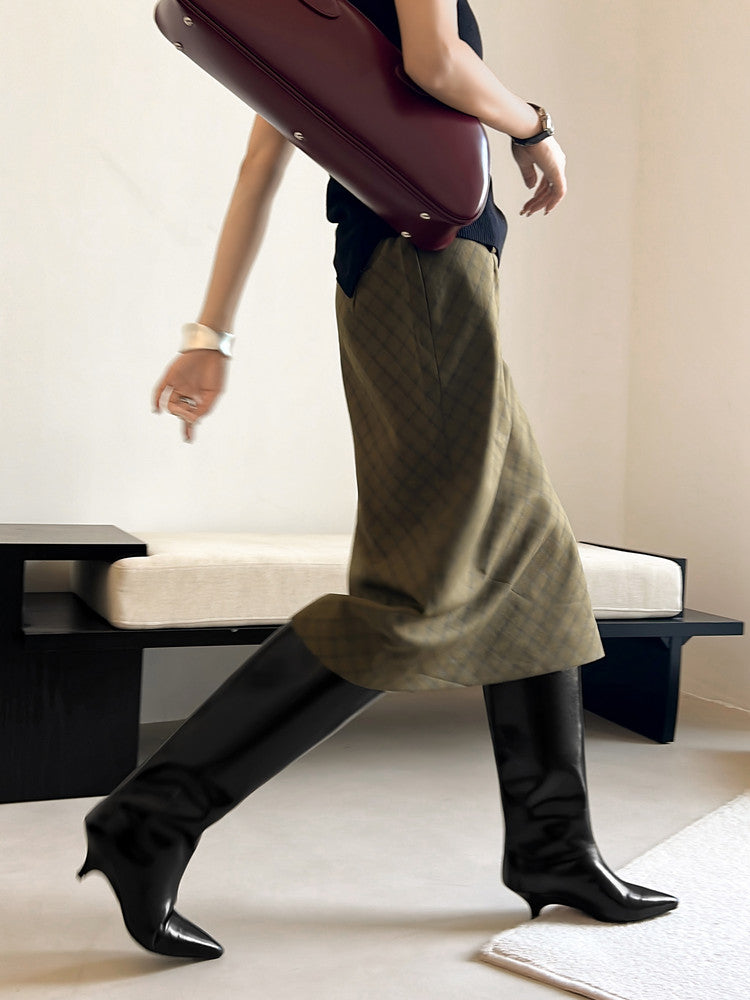 Karin Luna In Stock In Stock    Stunning Elegant Style Kitten Heel Straight Long Boots