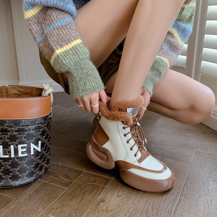 Karin Luna In Stock  Spot Goods  Hot-selling Sports Thick Sole Thickened Fur Snow Boots Full cowhide