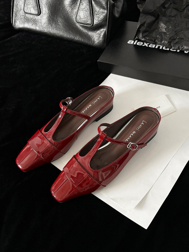 Karin Luna In Stock Spot Goods  t Square-Toed Full Leather Basic Slippers