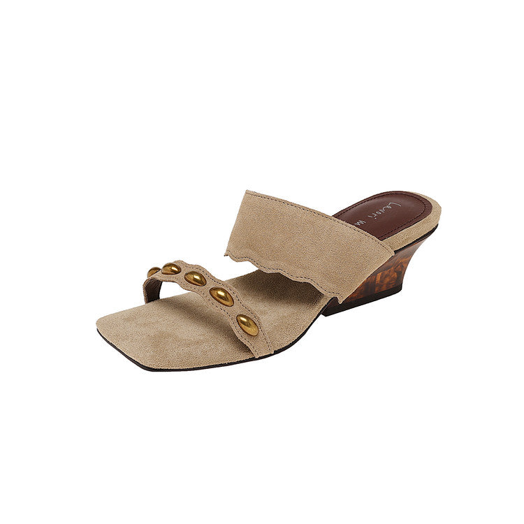 Karin Luna Hot-Selling Element Amber Heel~Spot Goods Spot Goods  Vacation Style One-Strap Amber Irregular Heel Slippers
