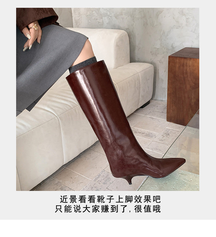 Karin Luna In Stock In Stock    Stunning Elegant Style Kitten Heel Straight Long Boots