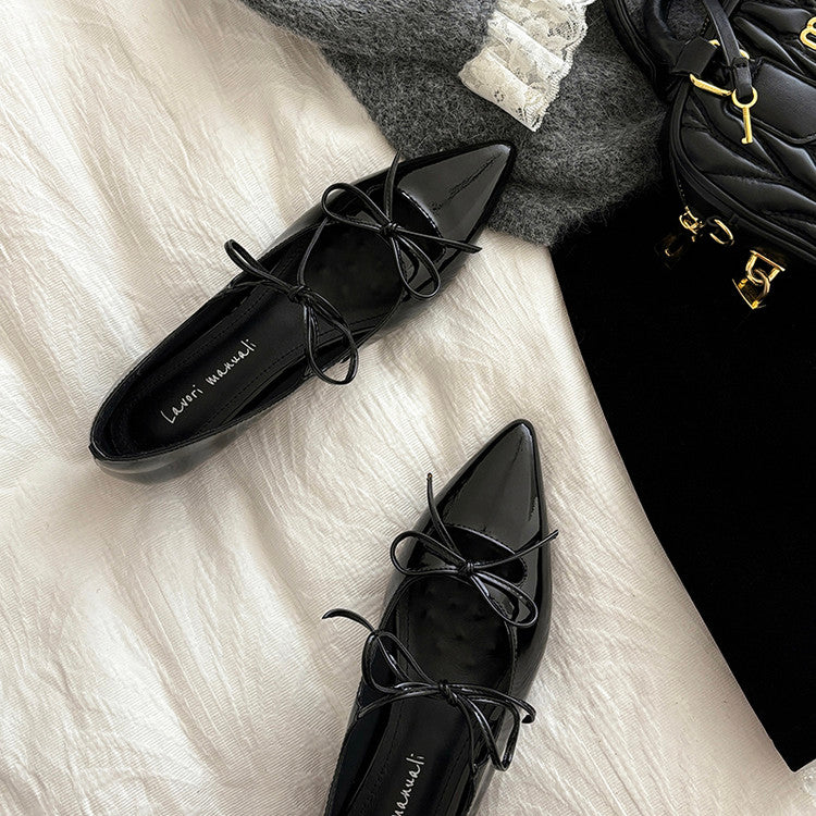 Karin Luna In Stock Spot Goods  Hot-selling Element Bowknot Square Toe Pointed Toe Single Shoes