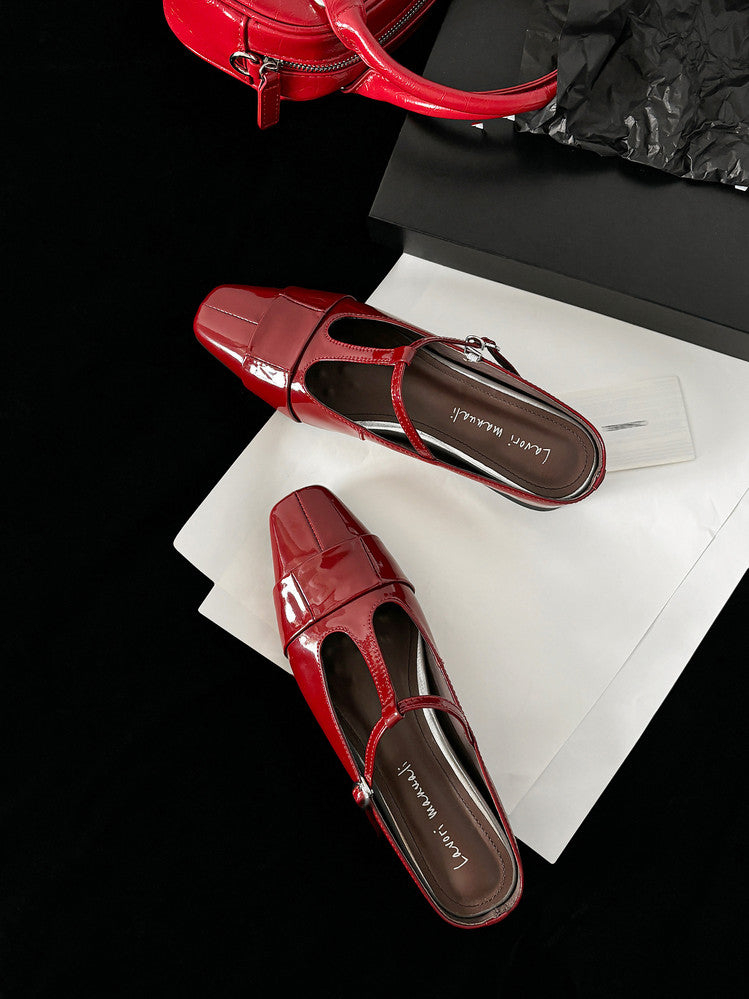 Karin Luna In Stock Spot Goods  t Square-Toed Full Leather Basic Slippers