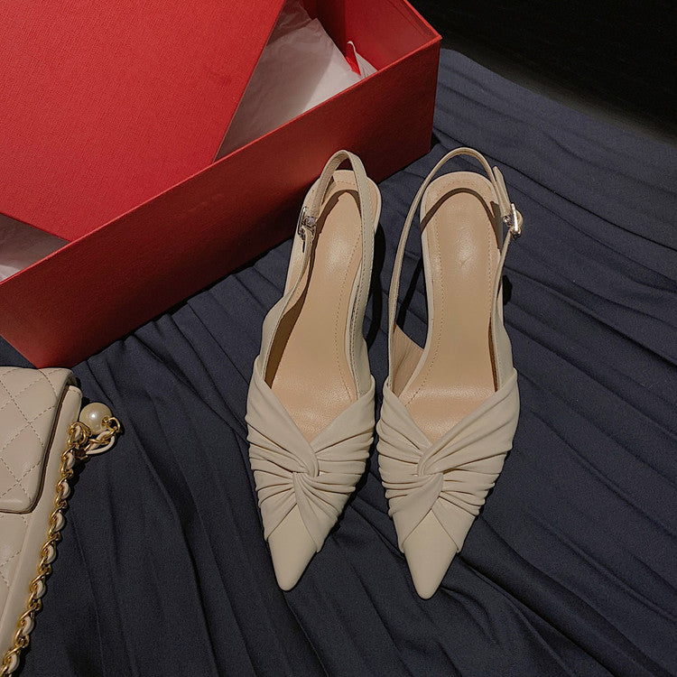 Karin Luna In Stock In Stock  Exquisite Pointed Toe Backless Closed-Toe Stiletto Sandals