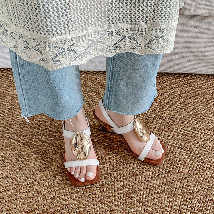 Karin Luna Hot-Selling Fasteners  Irregular Heel Open-Toe Sandals