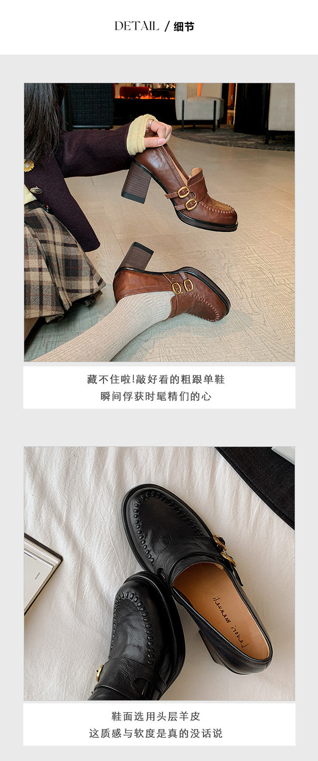 Karin Luna Bestseller Hot-Selling Derivative Edition Self-contained Strap Buckle Casual Loafers