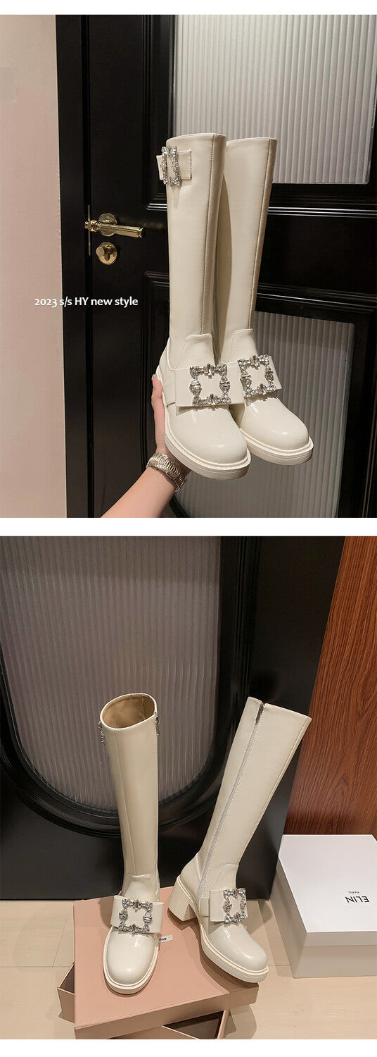 Karin Luna has prepared stock  Custom Large Square Buckle Bowknot Fastener Elegant Long Boots