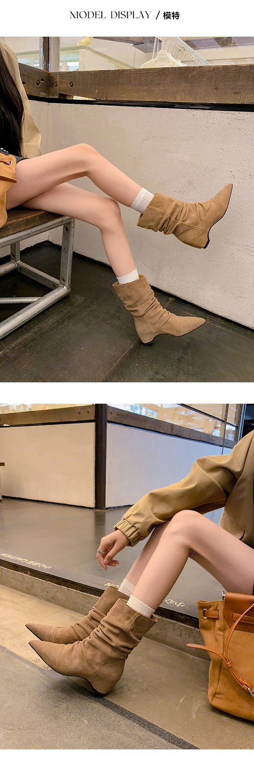 Karin Luna Data Hot Item Pointed Toe Slouchy Matte Western Ankle Boots