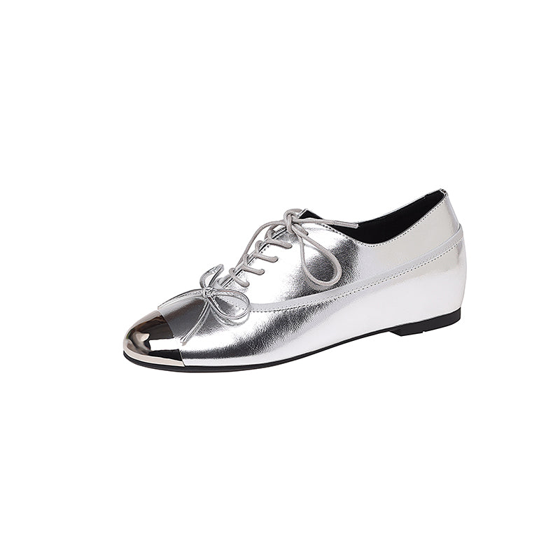 Karin Luna In Stock Spot Goods  Casual Lace-Up Metal Toe Bow Deep Mouth Single Shoes