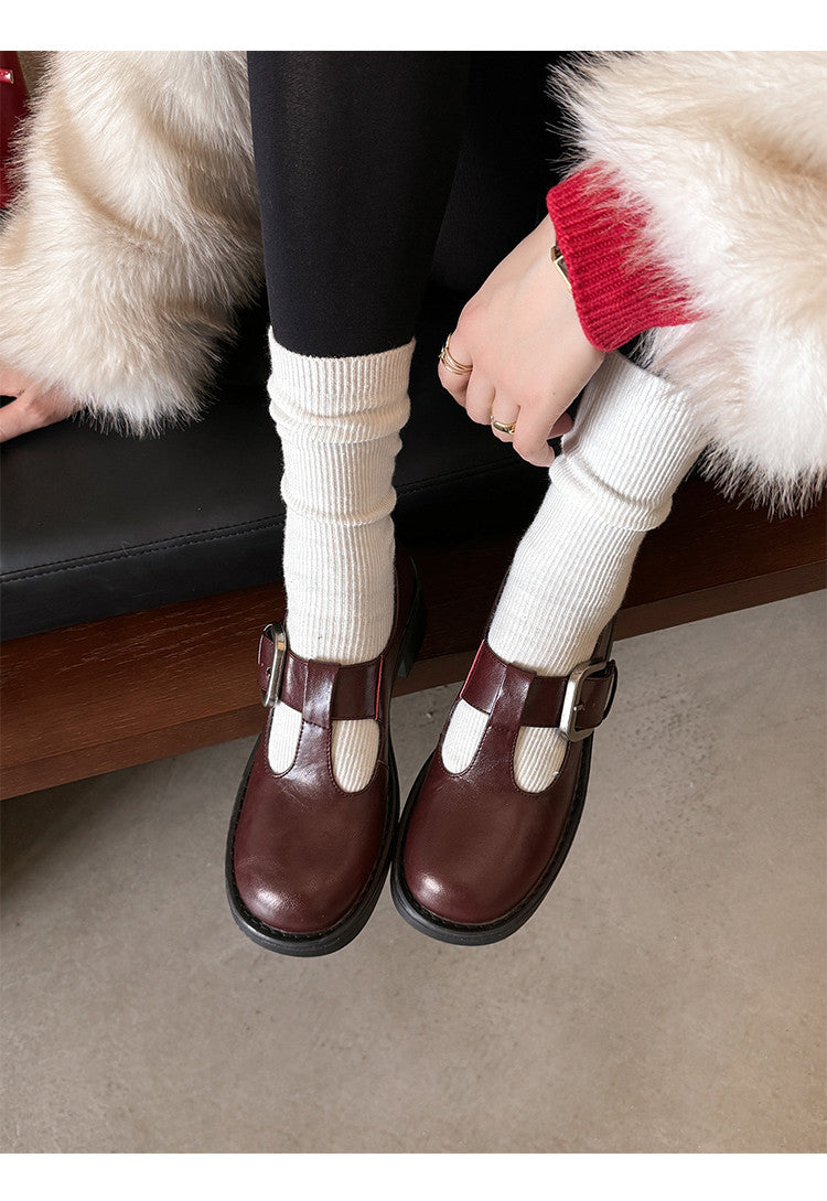 Karin Luna In Stock Spot Goods round Head t Round Toe British Style Single Shoes