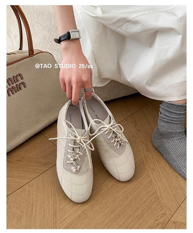 Karin Luna Casual Shoes Series~  In stock Xiaohongshu Hot-Selling Lace-Up Thick-Soled Deep Mouth Single Shoes