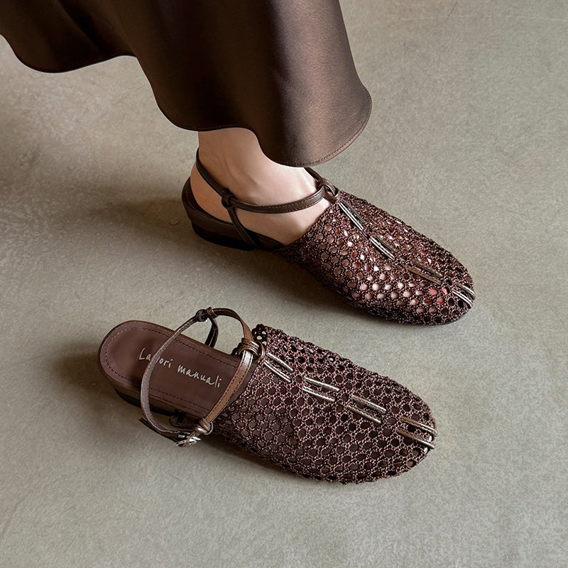 Karin Luna In Stock Spot Goods  Resort Style Series~Casual woven closed-toe flat sandals