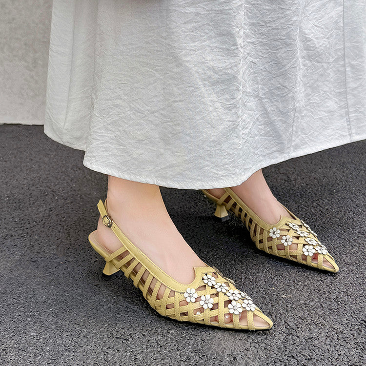 Karin Luna In Stock Spot Goods  Purely Handmade Flowers High-end Hollow Out Sandals