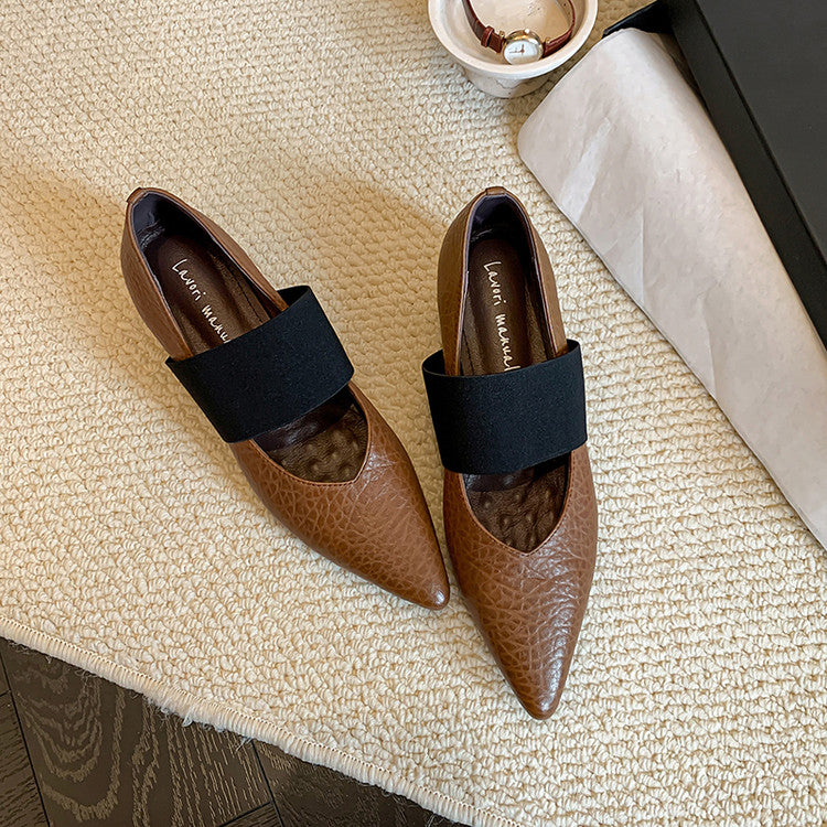 Karin Luna  Popular Pointed Toe Hidden Heel Strap Single Shoes