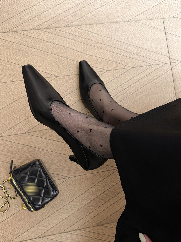 Karin Luna In Stock In Stock ~Basic Versatile French Style Small Square Toe Shallow Mouth Single Shoes