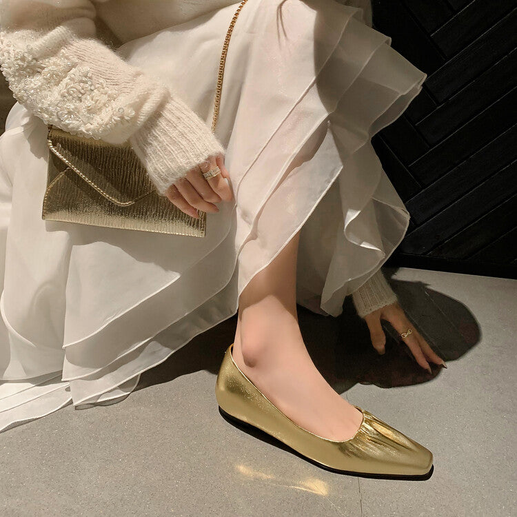 Karin Luna fell in love at first sight~ Spot Goods  Spot Goods Vintage Wrinkled Hollow Soft Sheepskin Elegant Versatile Single Shoes